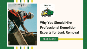 A demolition worker clearing construction waste, along with the blog title and a ‘Read More’ button.